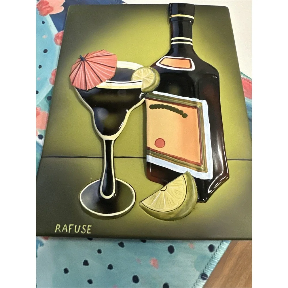 Will Rafuse 3D Cocktail Wall Art Vibrant Tiles 8 x 6‎ Inches in VGC.